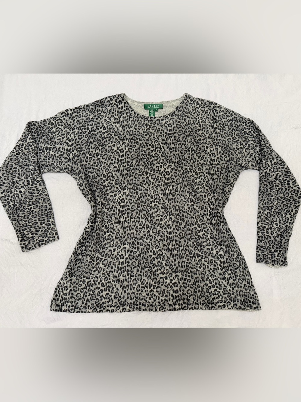 Lauren Ralph Lauren Silk & Cashmere Blend Leopard Animal Print Sweater Size 1X